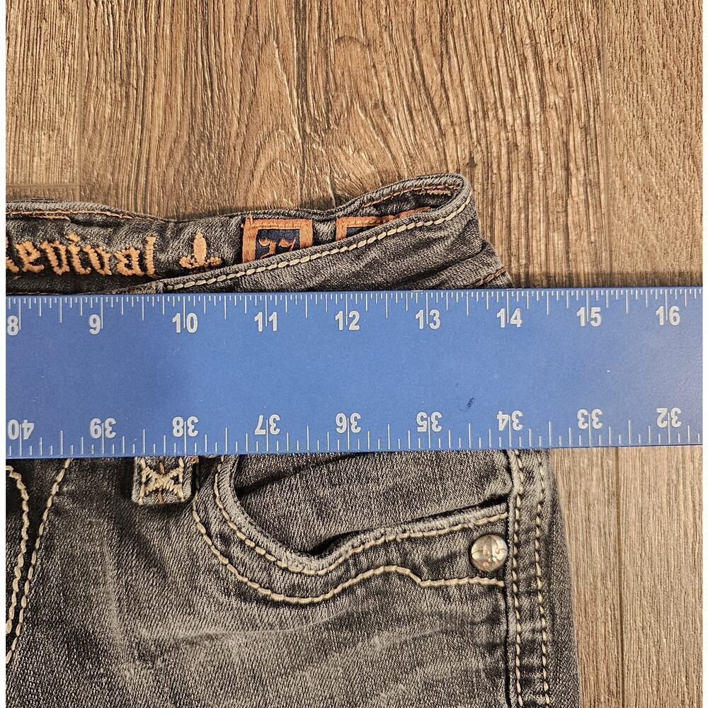 Rock Revival Jeans Womens 27 Black Fade Debbie Straight Embellished Flap Pocket - Picture 4 of 9